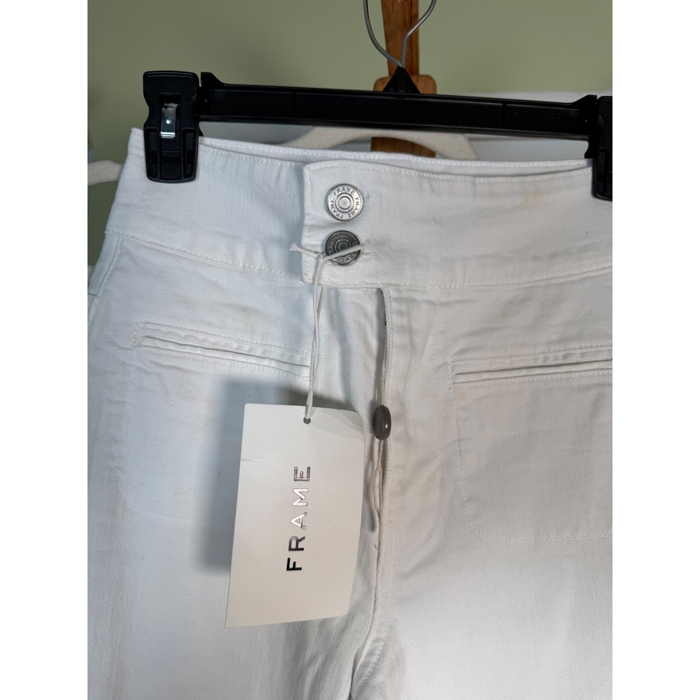 FRAME White High Rise Wide Leg Denim Trousers Jeans Size 24 NWT - Picture 8 of 9